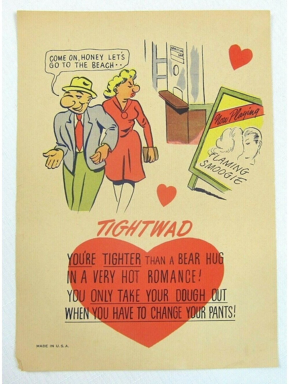 Vintage Vinegar Valentine Tightwad Penny Dreadful Sarcasm Insult Poem Ephemera